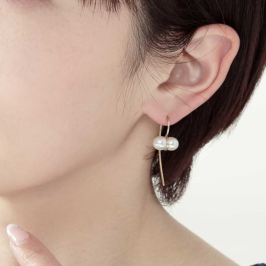 アコヤパールピアス 小 イエローゴルド(いぶき/breath)