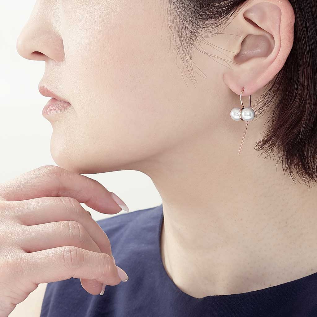 アコヤパールピアス 小 ピンクゴールド(いぶき/breath)