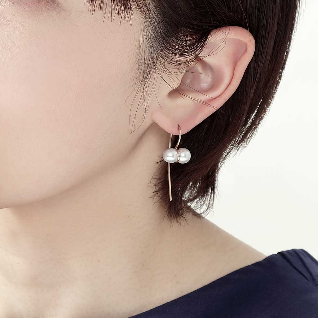 アコヤパールピアス 小 ピンクゴールド(いぶき/breath)
