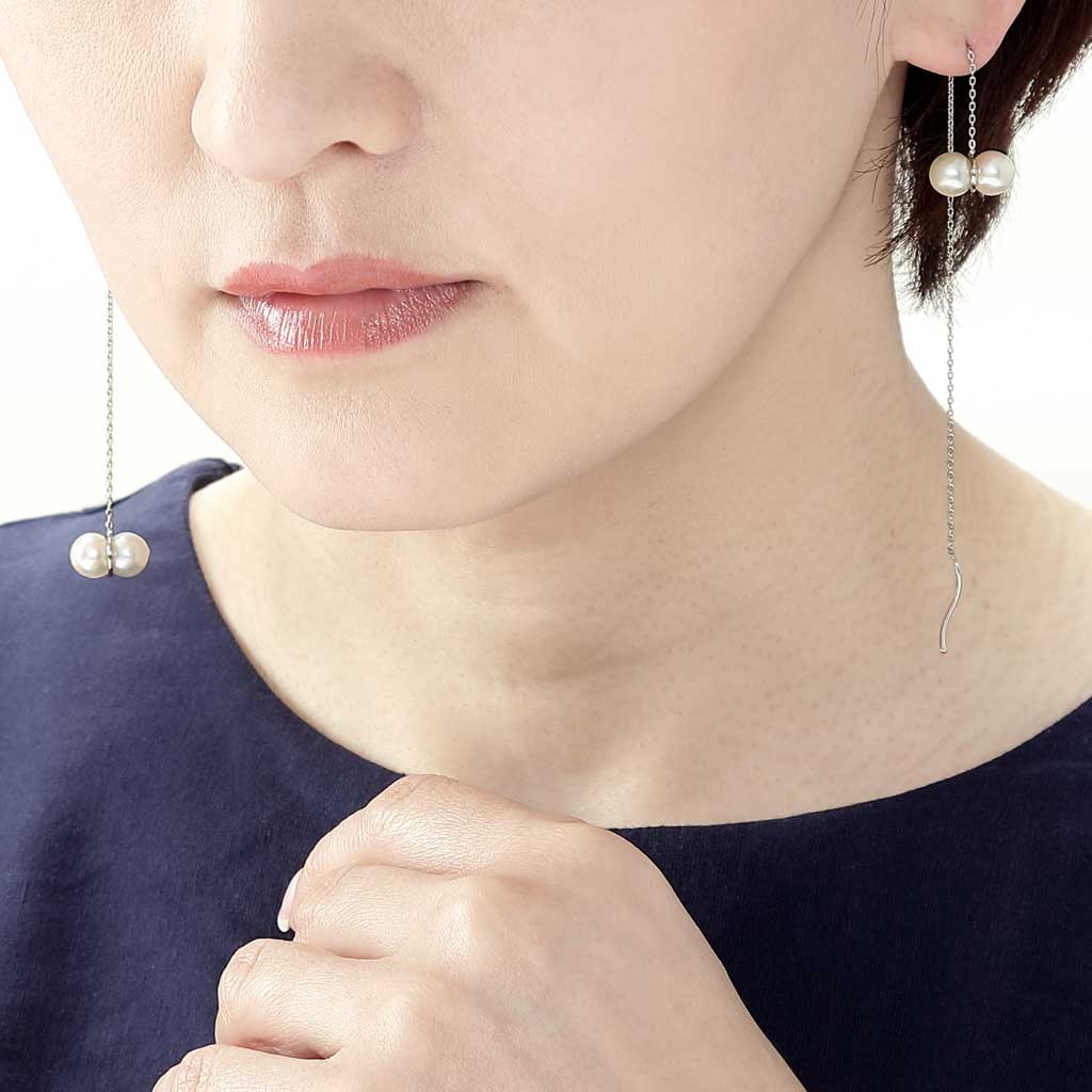 アコヤパールチェーンピアス プラチナ(いぶき/breath)