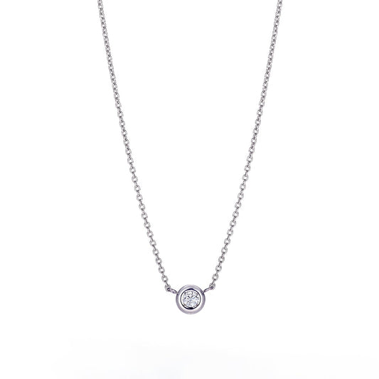 ダイヤモンドを丸みを帯びたプラチナで包み、日と月が輝く世界をイメージ。日々を一緒に積み重ねるシンプルなネックレス。(月のあかり 日のひかり/moonlight sunshine) - hitsuki(ヒツキ)ジュエリー