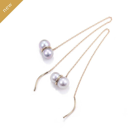 アコヤパールチェーンピアス イエローゴールド(いぶき/breath)